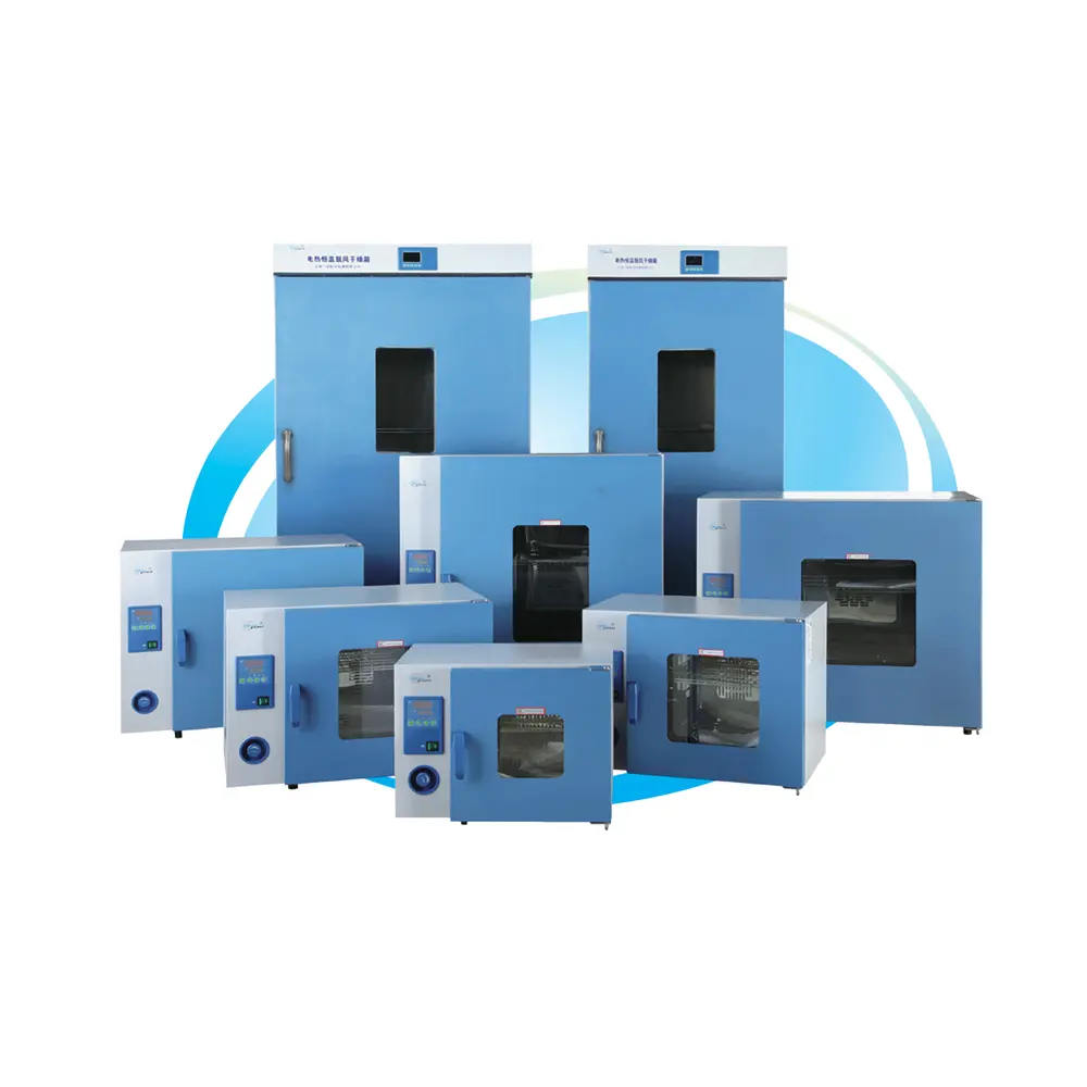 DHG-9015A 电热鼓风干燥箱
(9000系列) 内胆尺寸：250×260×250 外形尺寸：530×370×420 容积：16L 载物托架：标配：2 最多：2 一恒