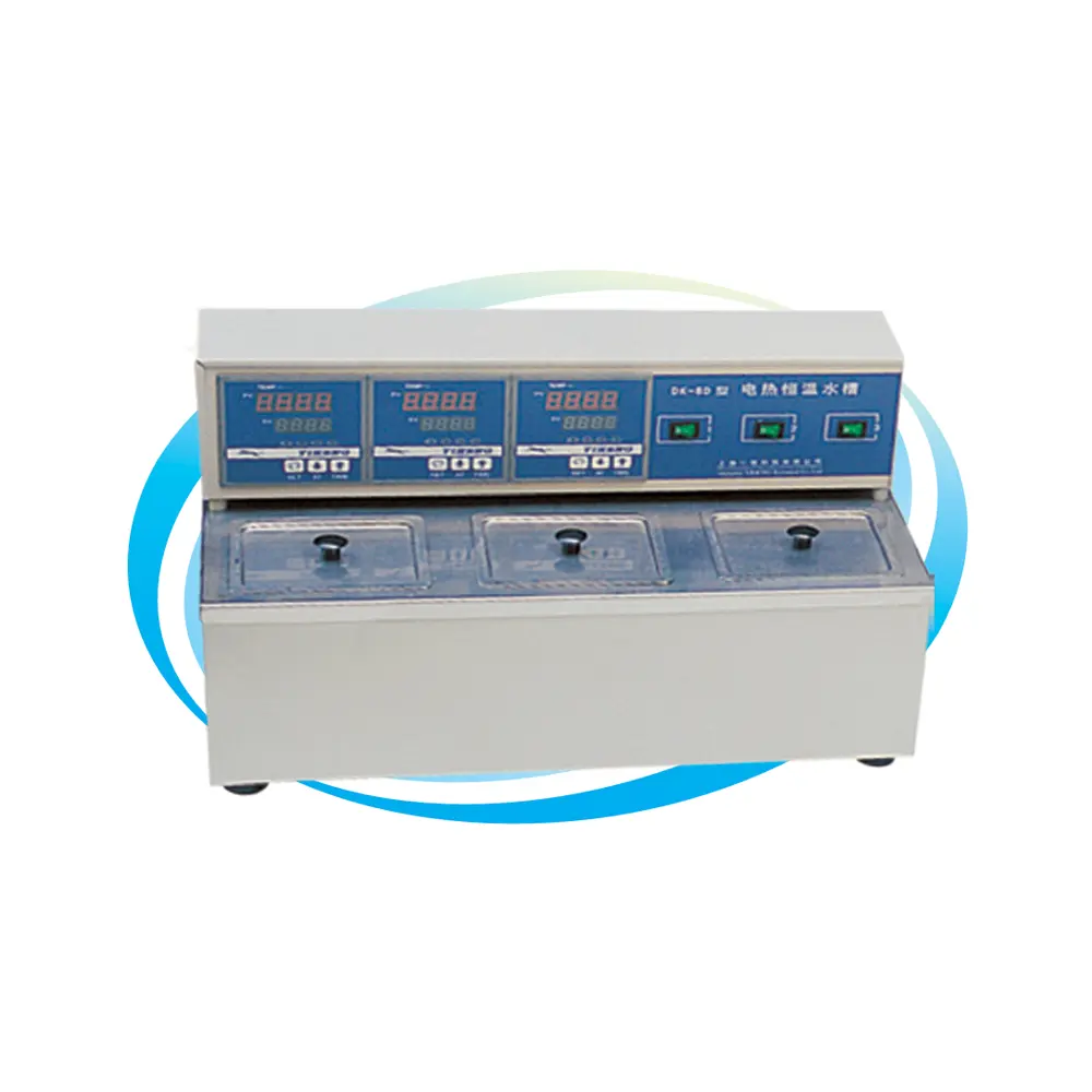 DK-8D 三孔电热恒温水槽 内胆尺寸：150×125×110 外形尺寸：490×245×310 容积：2.1L×3 一恒