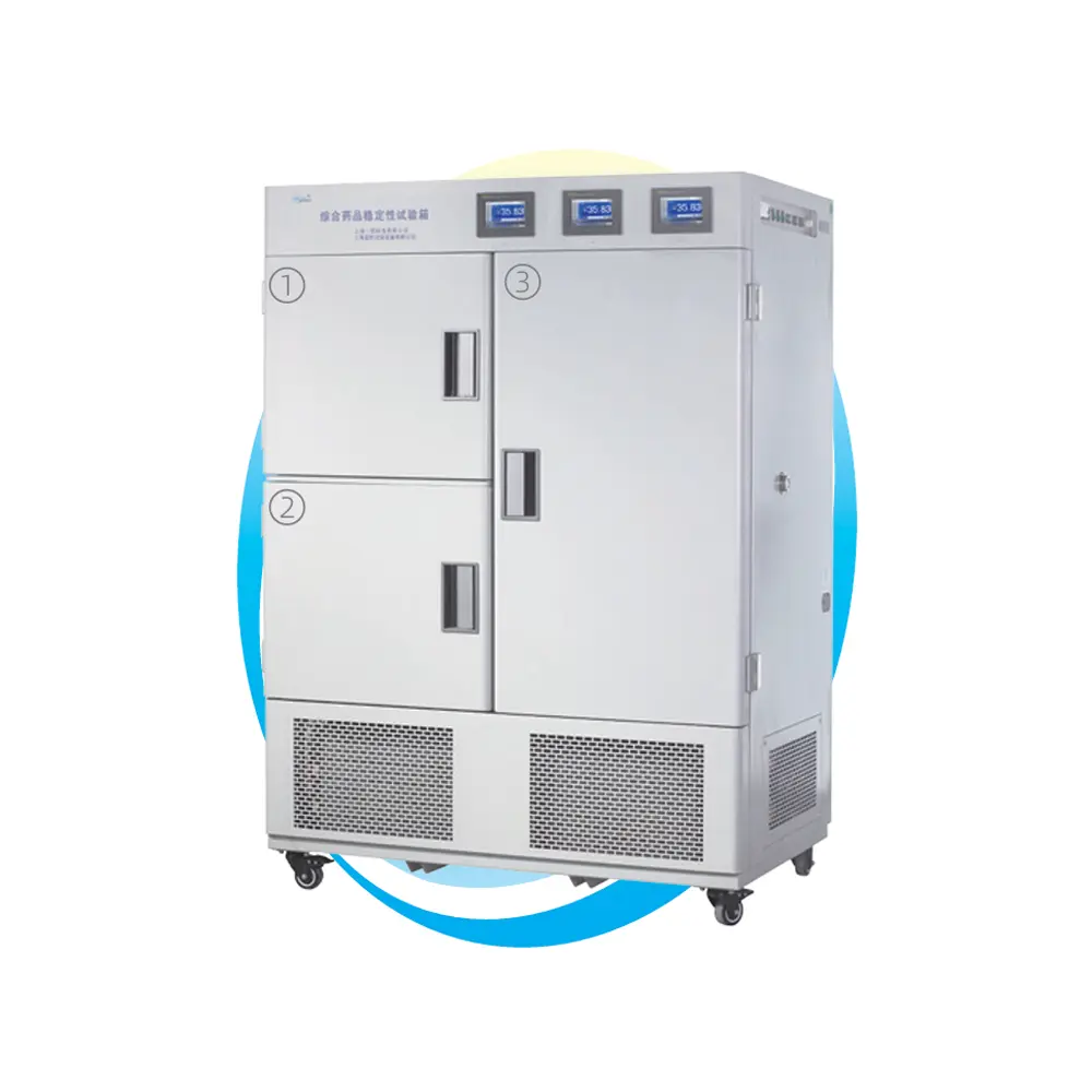 LHH-SSG(三箱) 综合药品稳定性试验箱
(多箱) 内胆尺寸：500×450×450
500×450×450
500×450×1000 外形尺寸：1300×801×1835 容积：100L
100L 225L 载物托架：标配：4 最多：
5 一恒