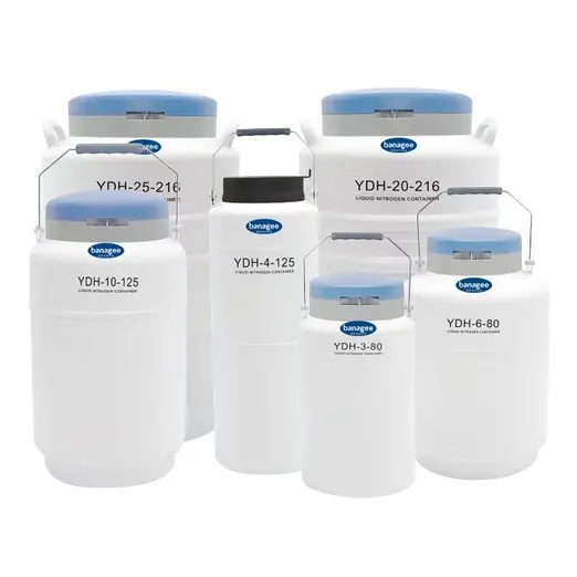 YDH-6-190 干式运输
液氮罐 标配1个81格冻存盒或4个250ml血袋盒冻存架 贝纳吉/banagee